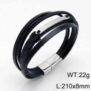 Stainless Steel Leather Bracelet - KB136194-QM