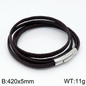 Stainless Steel Leather Bracelet - KB136208-QM
