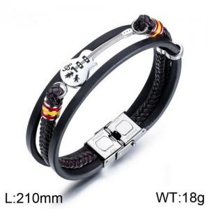 Stainless Steel Leather Bracelet - KB136365-WGTY