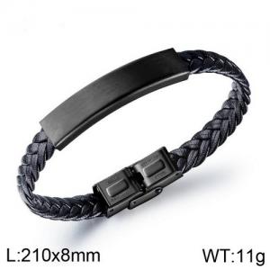 Stainless Steel Leather Bracelet - KB136366-WGTY