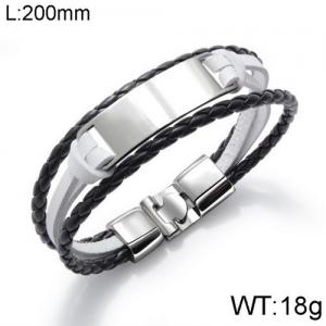 Stainless Steel Leather Bracelet - KB136416-WGTY