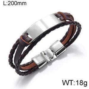 Stainless Steel Leather Bracelet - KB136418-WGTY