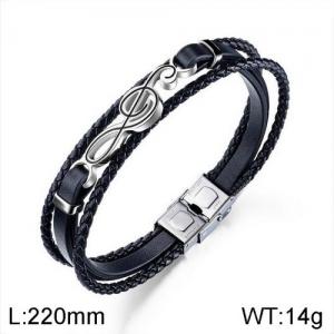 Stainless Steel Leather Bracelet - KB136462-WGTY