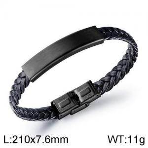 Stainless Steel Leather Bracelet - KB136502-WGTY