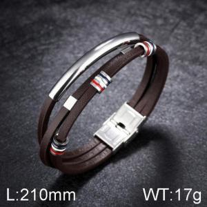 Stainless Steel Leather Bracelet - KB136503-WGTY