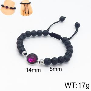 8mm Bead Bracelet for men with Purple Gemstone Adjustable - KB136593-Z