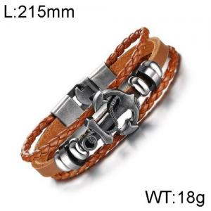 Stainless Steel Leather Bracelet - KB136782-WGSF