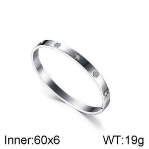 Stainless Steel Stone Bangle - KB136787-WGSF