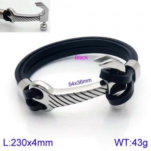 Stainless Steel Leather Bracelet - KB137056-BD