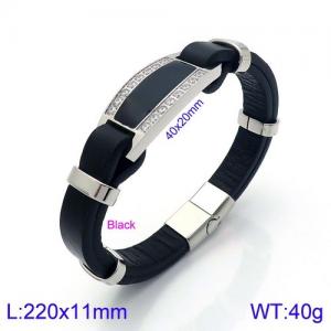 Stainless Steel Leather Bracelet - KB137057-BD