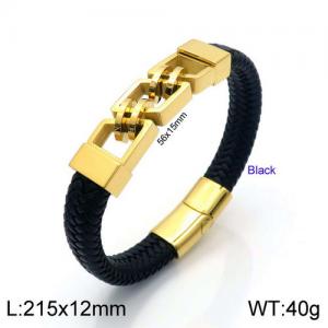 Stainless Steel Leather Bracelet - KB137409-KFC