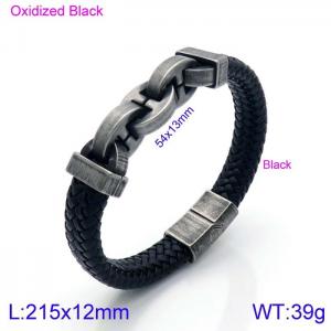 Stainless Steel Leather Bracelet - KB138322-KFC