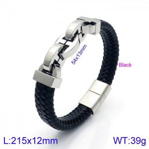 Stainless Steel Leather Bracelet - KB138325-KFC