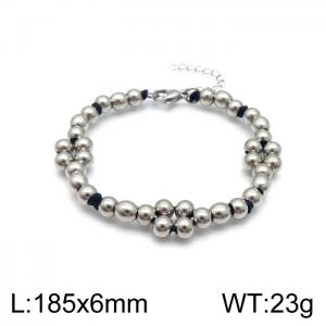 185x6mm Special Stainless Steel Bead Bracelet for Women Adjustable - KB138343-Z