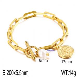 Stainless Steel Gold-plating Bracelet - KB138415-Z