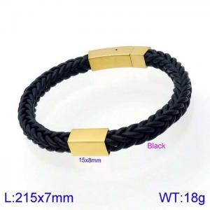 Stainless Steel Leather Bracelet - KB138685-KFC