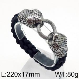 Stainless Steel Leather Bracelet - KB139281-Z