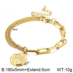 Stainless Steel Gold-plating Bracelet - KB139519-Z