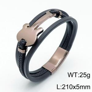 Stainless Steel Leather Bracelet - KB139625-KFC