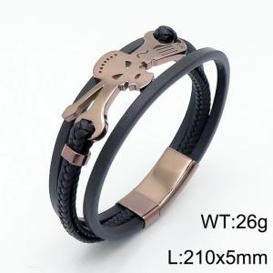 Stainless Steel Leather Bracelet - KB139627-KFC