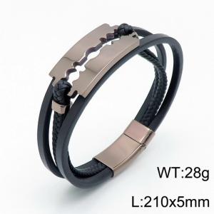 Stainless Steel Leather Bracelet - KB139628-KFC