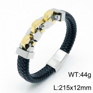 Stainless Steel Leather Bracelet - KB139634-KFC