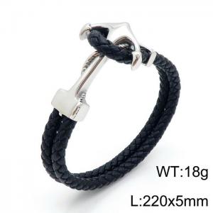 Stainless Steel Leather Bracelet - KB140200-YY