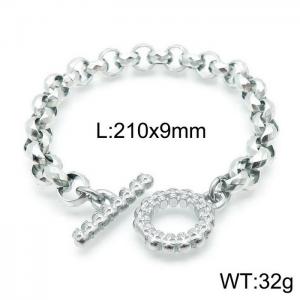 Personality fashion stainless steel round pearl bracelet men's skull OT button bracelet - KB143950-Z