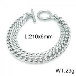 ins Style Stainless steel double Cuban chain OT buckle bracelet for men and women - KB143956-Z