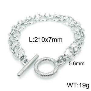 ins Style Stainless steel men's and women's double no gauge chain OT buckle bracelet - KB143957-Z