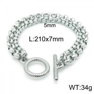 ins Style stainless steel double pearl chain OT buckle bracelet for men and women - KB143958-Z