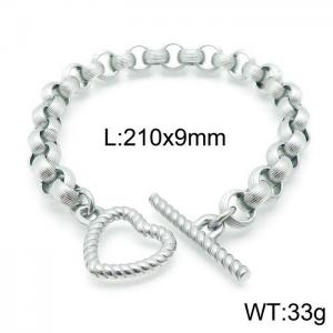 French stainless steel women's heart-shaped OT buckle square pearl bracelet - KB143959-Z