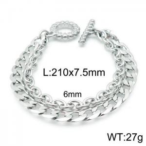 Simple neutral wind titanium steel double Cuban chain O chain mixed with OT buckle bracelet - KB143962-Z