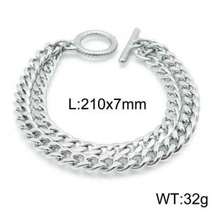 Everything stainless steel double Cuban chain OT buckle everything bracelet - KB143967-Z