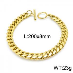 Stainless steel Cuban chain spliced round buckle gold bracelet - KB143974-Z