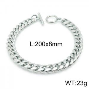 Stainless steel Cuban chain spliced round buckle bracelet - KB143975-Z