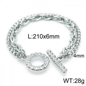 Double chain design cold style skull clasp bracelet - KB143978-Z