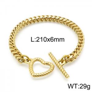 Stainless steel keel chain gold plated bracelet with heart-shaped buckle - KB144209-Z