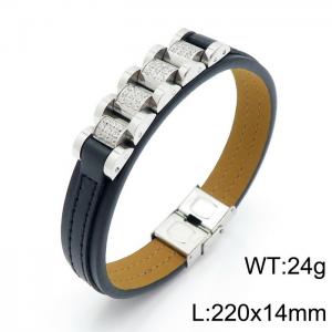 Stainless Steel Leather Bracelet - KB144484-KFC