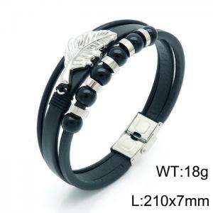 Stainless Steel Leather Bracelet - KB145685-KLHQ