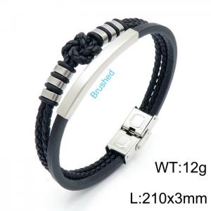 Stainless Steel Leather Bracelet - KB145938-KLHQ
