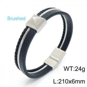 Stainless Steel Leather Bracelet - KB145939-KLHQ