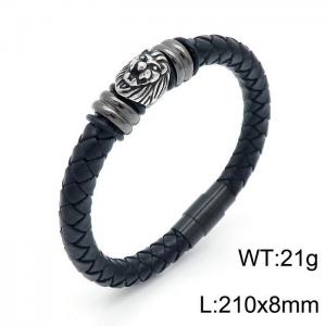 Stainless Steel Leather Bracelet - KB146014-QM