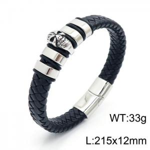 Stainless Steel Leather Bracelet - KB146025-QM