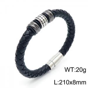 Stainless Steel Leather Bracelet - KB146034-QM