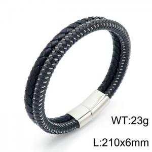 Stainless Steel Leather Bracelet - KB146036-QM
