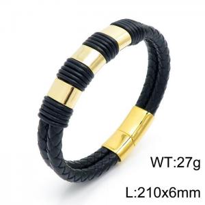 Stainless Steel Leather Bracelet - KB146041-QM