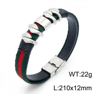 Stainless Steel Leather Bracelet - KB146247-KLHQ