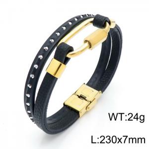 Stainless Steel Leather Bracelet - KB146257-KLHQ