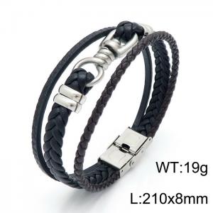 Stainless Steel Leather Bracelet - KB146287-KLHQ